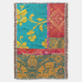ORIENTAL Colorful Green Red - Throw Blanket スローブランケット (正面縦)
