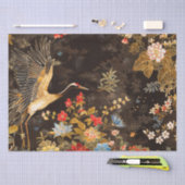 Oriental Crane and Floral Elegance 薄葉紙 (クラフト)