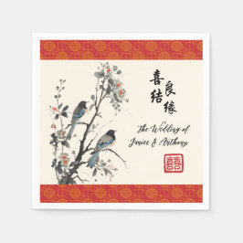 Oriental flower birds Chinese wedding  スタンダードカクテルナプキン