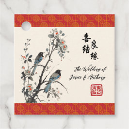 Oriental flower birds Chinese wedding  フェイバータグ