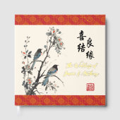 Oriental Flowers birds modern Chinese wedding  ゲストブック (正面)