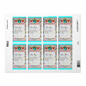 ORIENTAL  FLOWERS DAMASK MONOGRAM Blue Turquase ラベル (フルシート)