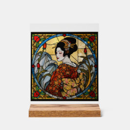 Oriental Geisha Acrylic Stained Glass Wall Art  アクリルサイン