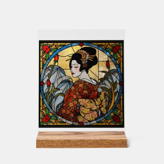 Oriental Geisha Acrylic Stained Glass Wall Art  アクリルサイン (正面)
