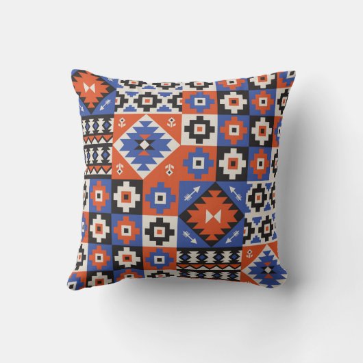 Oriental geometric seamless pattern. Ethnic design クッション (裏面)