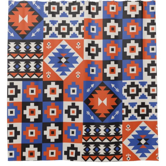 Oriental geometric seamless pattern. Ethnic design シャワーカーテン (正面)