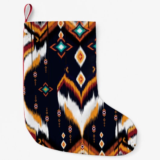 Oriental ikat pattern ethnic seamless pattern trad スモールクリスマスストッキング (正面)