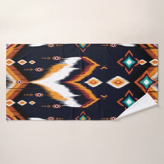 Oriental ikat pattern ethnic seamless pattern trad バスタオル (バスタオル)