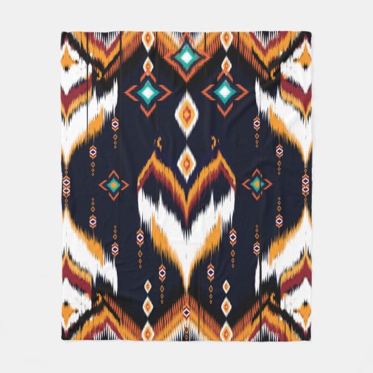 Oriental ikat pattern ethnic seamless pattern trad フリースブランケット (正面)