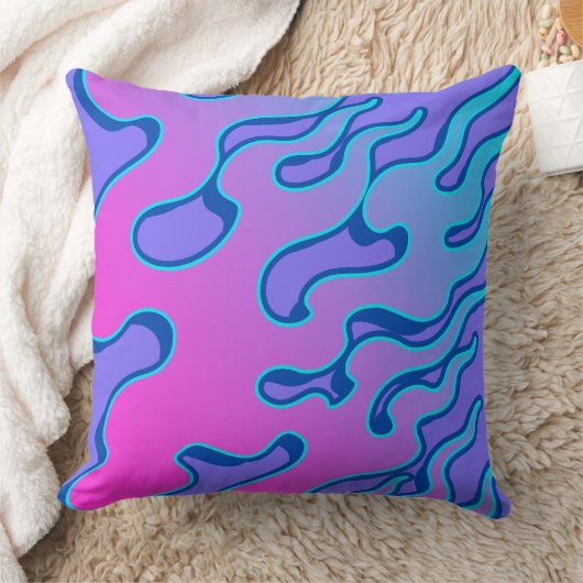 Oriental Japanese Neon Flame Pattern クッション (ブランケット)