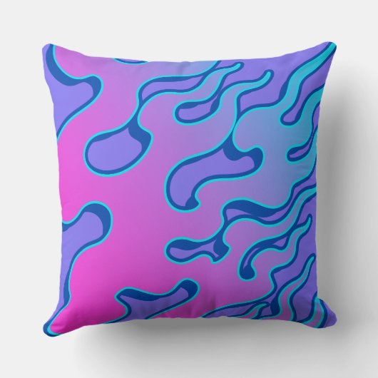 Oriental Japanese Neon Flame Pattern クッション (裏面)