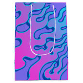 Oriental Japanese Neon Flame Pattern  ミディアムペーパーバッグ (裏面)