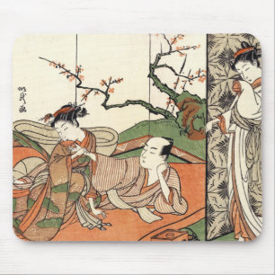 Oriental japanese ukiyo-e scene geishas maiko art マウスパッド