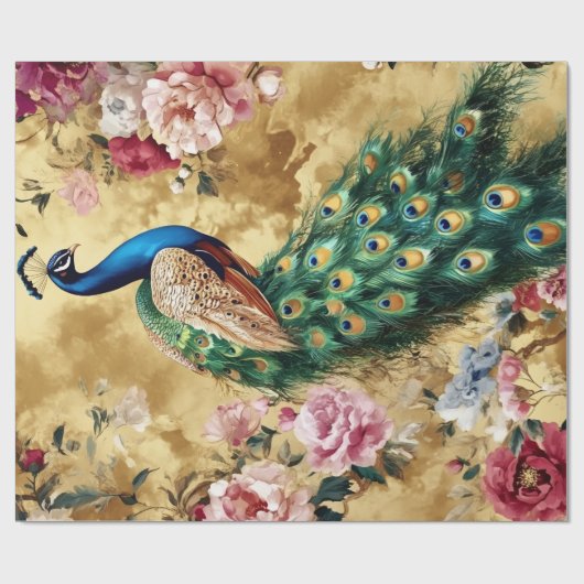 Oriental Peacock Decorative Gift Wrap Paper ラッピングペーパー (フラット)