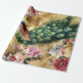 Oriental Peacock Decorative Gift Wrap Paper ラッピングペーパー (アンロールド)