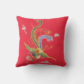 Oriental Pheasant on Bright Red Pillow クッション (裏面)