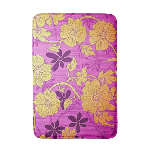ORIENTAL Pink Golden Pattern - Bath Mat Rug バスマット (正面縦)