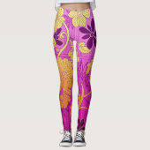 ORIENTAL Pink Golden Pattern - Leggings  レギンス (正面)
