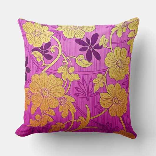 ORIENTAL Pink Golden Pattern - Pillow クッション (正面)