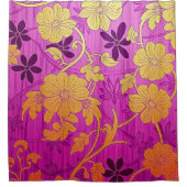 Oriental Pink Golden Pattern - Shower Curtain シャワーカーテン (正面)