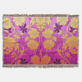 ORIENTAL Pink Golden Pattern - Throw Blanket スローブランケット