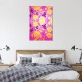 ORIENTAL Pink Golden Pattern - Wrapped Canvas キャンバスプリント (インサイチュ (寝室))
