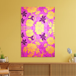 ORIENTAL Pink Golden Pattern - Wrapped Canvas キャンバスプリント