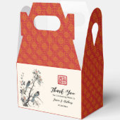 Oriental red flower bird Chinese wedding フェイバーボックス (見開き)