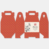 Oriental red flower bird Chinese wedding フェイバーボックス (見開き)