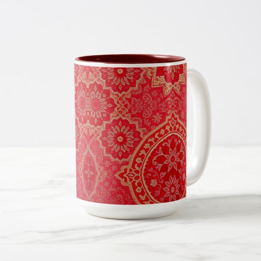 ORIENTAL Red Golden Pattern - Mug, Cup ツートーンマグカップ (正面右)