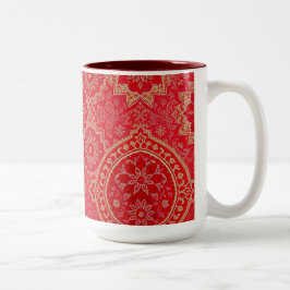 ORIENTAL Red Golden Pattern - Mug, Cup ツートーンマグカップ