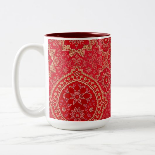 ORIENTAL Red Golden Pattern - Mug, Cup ツートーンマグカップ (左)