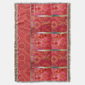 ORIENTAL Red Golden Pattern - Throw Blanket スローブランケット (正面縦)