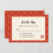 Oriental red modern Chinese wedding  出欠カード (正面/裏面)