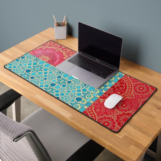 ORIENTAL Red Turquois Pattern - Deskmat, Mouse Pad デスクマット (オフィス2)