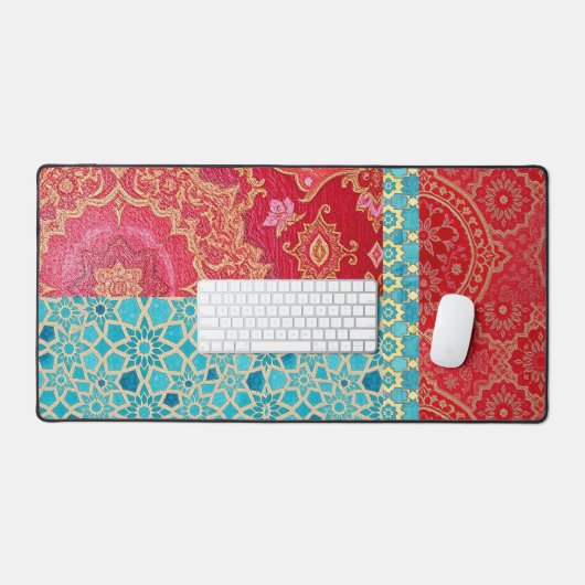 ORIENTAL Red Turquois Pattern - Deskmat, Mouse Pad デスクマット (キーボード&マウス)
