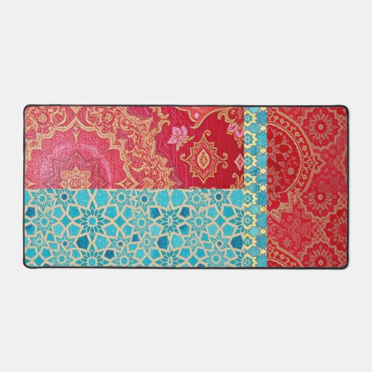 ORIENTAL Red Turquois Pattern - Deskmat, Mouse Pad デスクマット (正面)