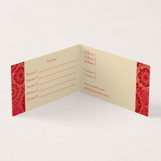ORIENTAL Red Turquoise Pattern - Business Card 名刺 (内部)