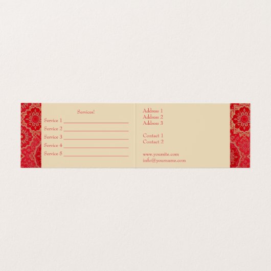 ORIENTAL Red Turquoise Pattern - Business Card 名刺 (内部フラット)