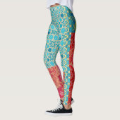 ORIENTAL Red Turquoise Pattern - Leggings  レギンス (左)