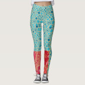 ORIENTAL Red Turquoise Pattern - Leggings レギンス (正面)