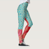 ORIENTAL Red Turquoise Pattern - Leggings レギンス (右)