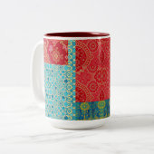 ORIENTAL Red Turquoise Pattern - Mug, Cup ツートーンマグカップ (正面左)