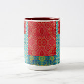 ORIENTAL Red Turquoise Pattern - Mug, Cup ツートーンマグカップ (中央)