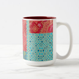 ORIENTAL Red Turquoise Pattern - Mug, Cup ツートーンマグカップ