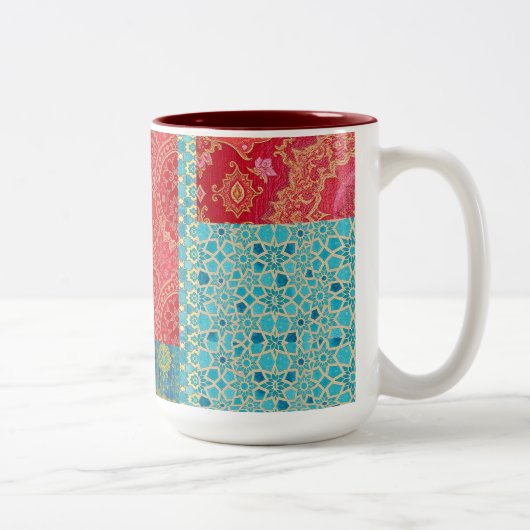 ORIENTAL Red Turquoise Pattern - Mug, Cup ツートーンマグカップ (右)