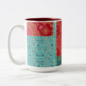 ORIENTAL Red Turquoise Pattern - Mug, Cup ツートーンマグカップ (左)