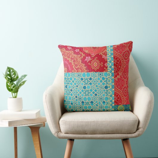 ORIENTAL Red Turquoise Pattern - Pillow クッション (椅子)