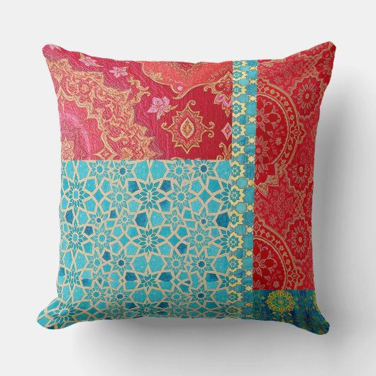 ORIENTAL Red Turquoise Pattern - Pillow クッション (正面)