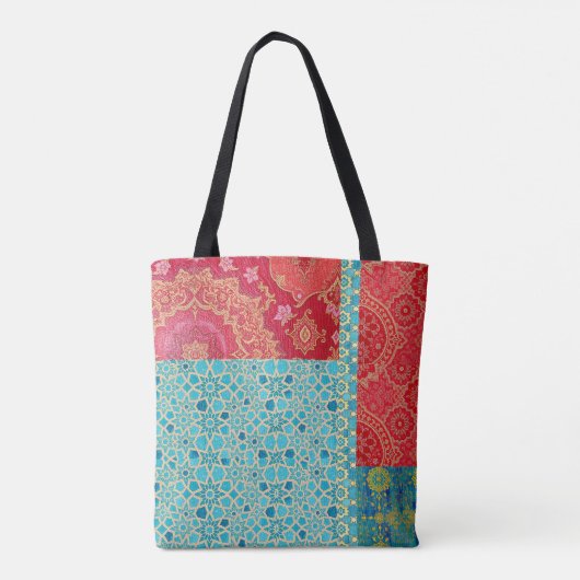 ORIENTAL Red Turquoise Pattern - Tote Bag トートバッグ (裏面)